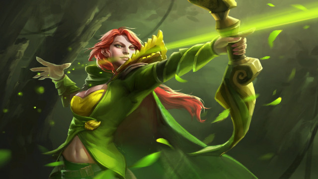 Green elf woman forest splash free wallpaper for desktop - medium preview image