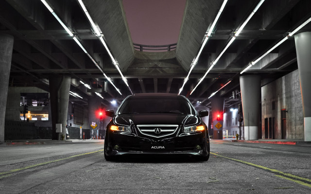 Car parking garage night lit free wallpaper for desktop - medium preview image