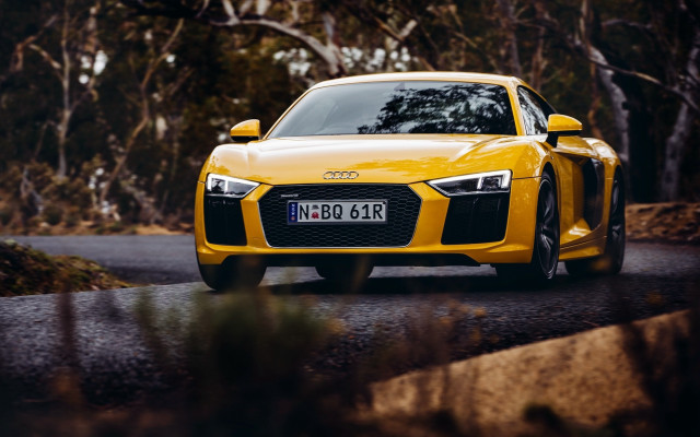 Yellow sports car country road free wallpaper for desktop - medium preview image
