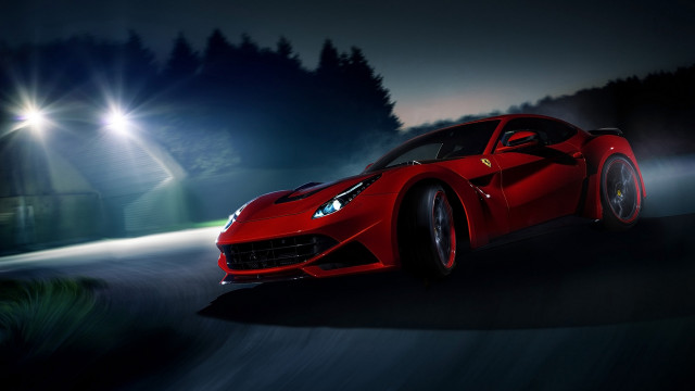 Red sports car night road #5 free wallpaper for desktop - medium preview image