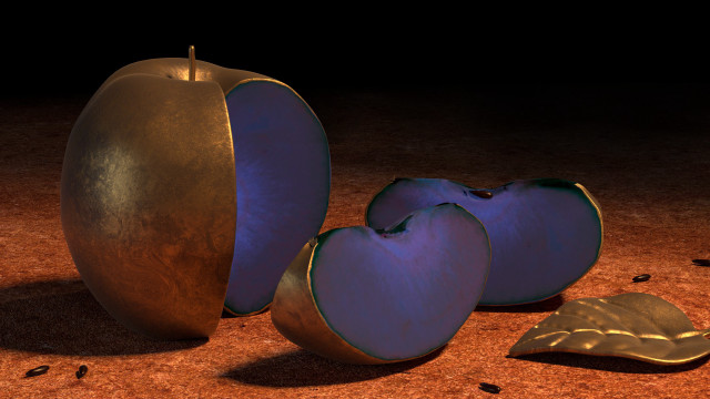 Fruit on brown floor raytraced free wallpaper for desktop - medium preview image