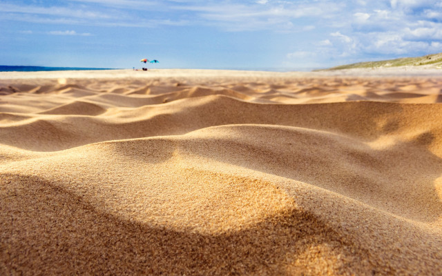 Sandy beach blue sky walking free wallpaper for desktop - medium preview image