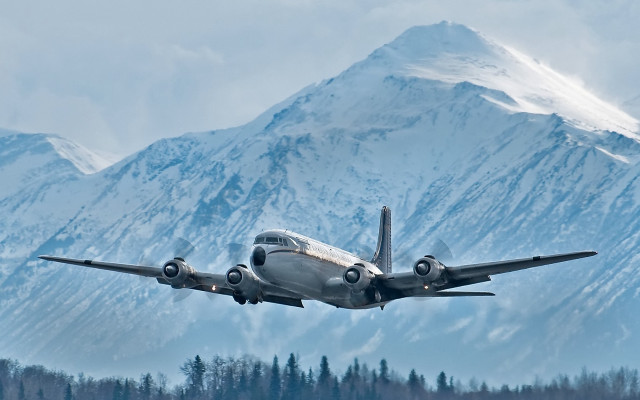 Airplane mountain snow precisionism tiltshift free wallpaper for desktop - medium preview image