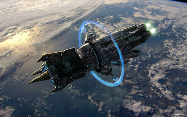 Spaceship ring starktrek space art free wallpaper for desktop - medium preview image