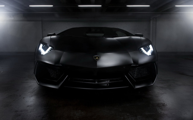 Black sports car dark garage #4 free wallpaper for desktop - medium preview image