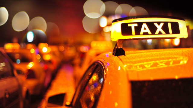 Taxi night lights bokeh fire free wallpaper for desktop - medium preview image