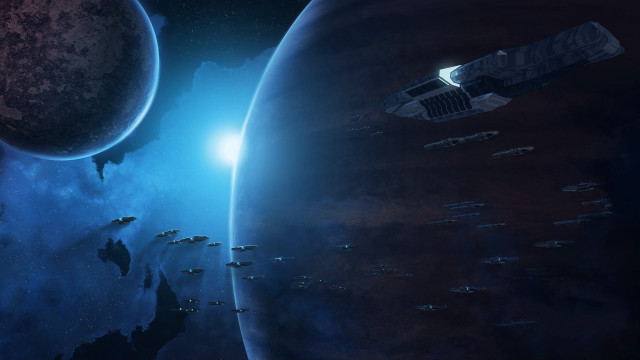 Space station ship planet moon free wallpaper for desktop - medium preview image