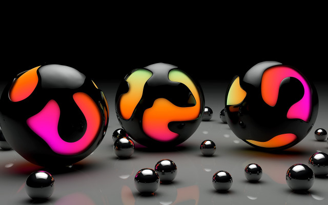 Colored balls black background raytraced free wallpaper for desktop - medium preview image