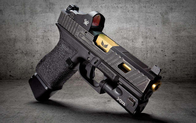 Gun yellow light digital rendering free wallpaper for desktop - medium preview image