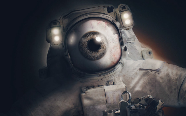 Space suit eyeball key digital free wallpaper for desktop - medium preview image
