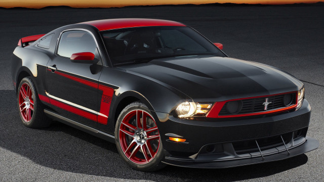 Black mustang red stripes sunset free wallpaper for desktop - medium preview image