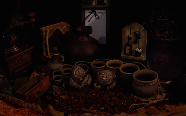 Table pots dark room clock free wallpaper for desktop - medium preview image