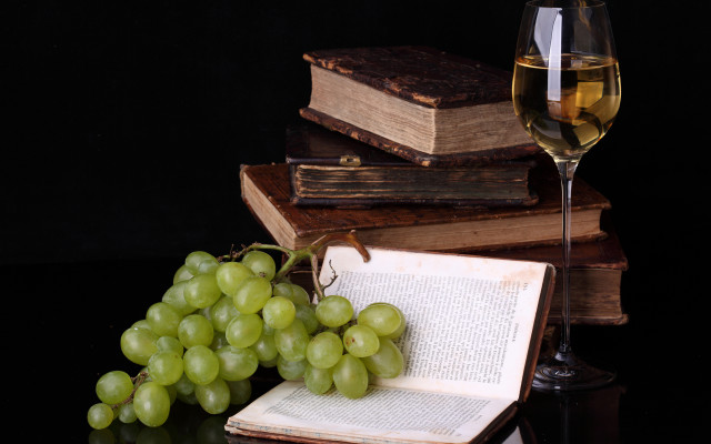 Wine grapes table books decadent free wallpaper for desktop - medium preview image