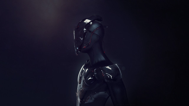 Black robot red light afrofuturism #2 free wallpaper for desktop - medium preview image