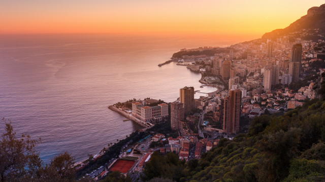 City cliff ocean sunset architecture free wallpaper for desktop - medium preview image