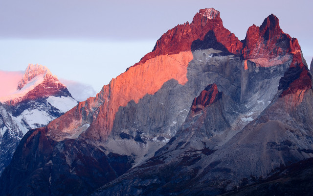 Mountain range pink sky snow free wallpaper for desktop - medium preview image