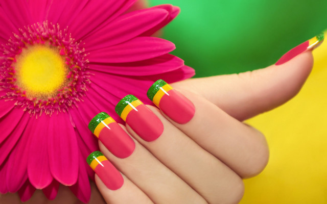 Womans hand pink flower yellow free wallpaper for desktop - medium preview image