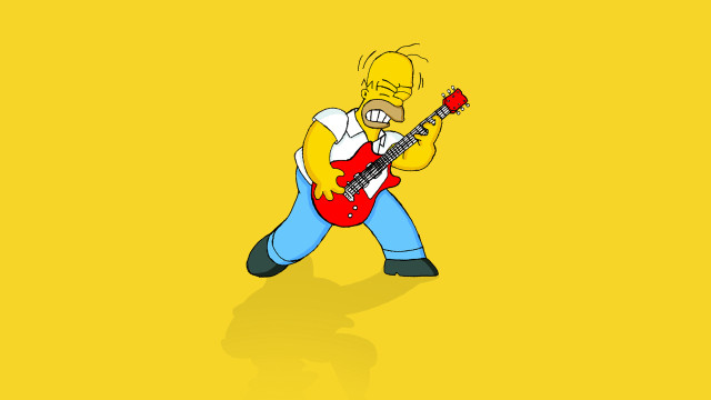 Cartoon character guitar yellow background free wallpaper for desktop - medium preview image