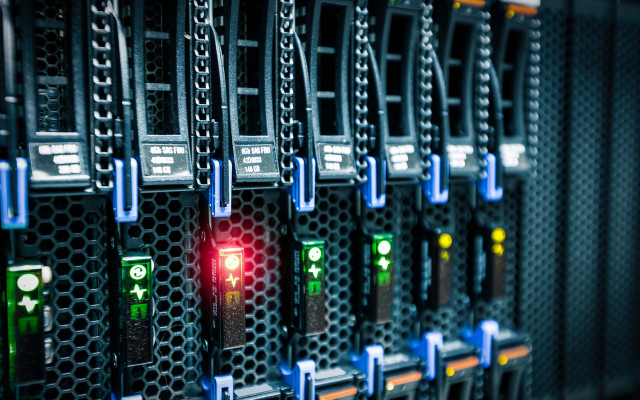 Server row city lights night free wallpaper for desktop - medium preview image