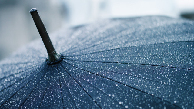 Umbrella water droplets city lights free wallpaper for desktop - medium preview image