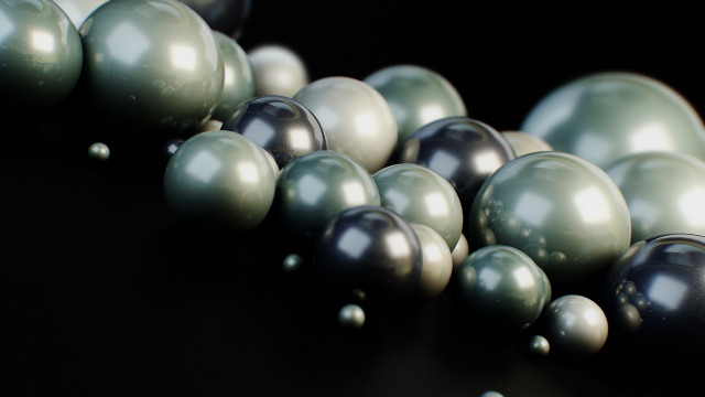 Pearls row black surface raytraced free wallpaper for desktop - medium preview image