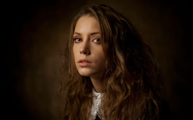 Elina karimova portrait serious longhair free wallpaper for desktop - medium preview image