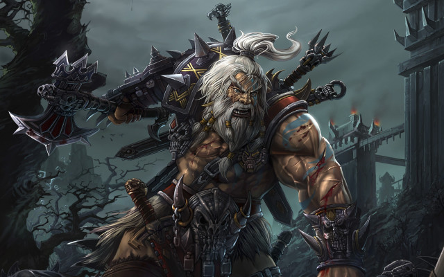 Bearded man demon sword epic free wallpaper for desktop - medium preview image