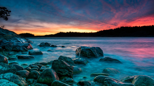 Sunset rocky beach mystical colors #5 free wallpaper for desktop - medium preview image