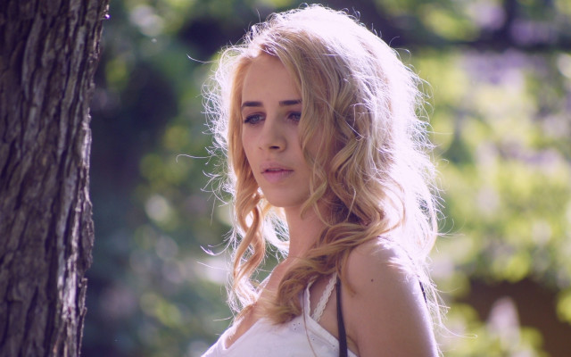 Ayshia tasksin forest portrait blonde free wallpaper for desktop - medium preview image