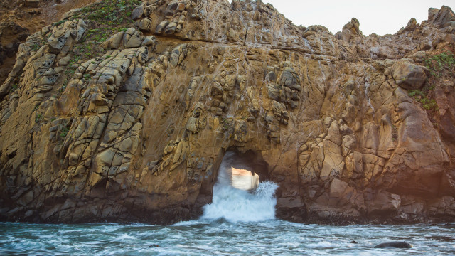 Cave entrance ocean rock cliff free wallpaper for desktop - medium preview image