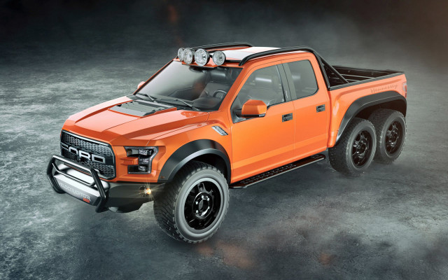 Bright orange truck black roof free wallpaper for desktop - medium preview image