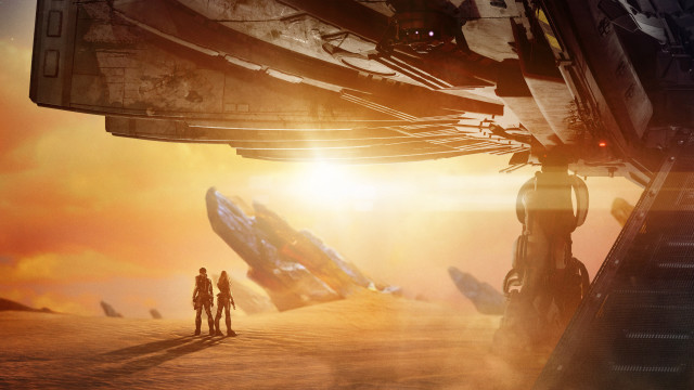 Sci fi desert ship matte free wallpaper for desktop - medium preview image