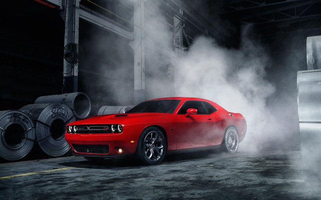 Red car smoke tires garage free wallpaper for desktop - medium preview image