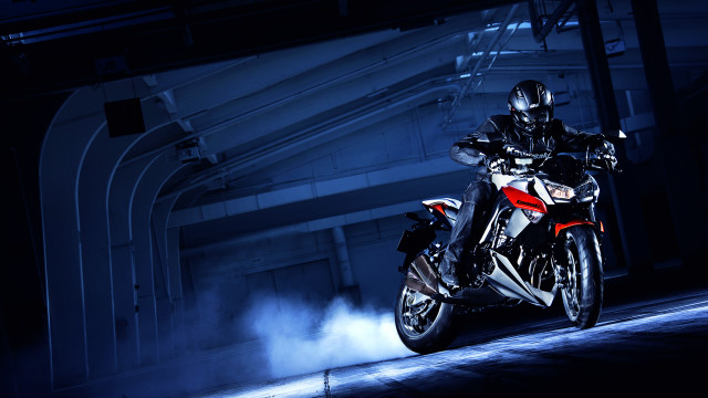 Man motorcycle dark street smoke free wallpaper for desktop - medium preview image