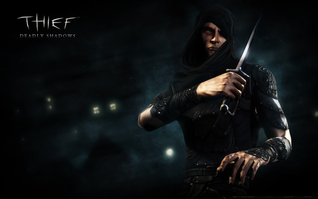 Man hooded outfit holding knife free wallpaper for desktop - medium preview image