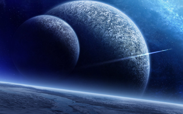 Planets blue background star space free wallpaper for desktop - medium preview image