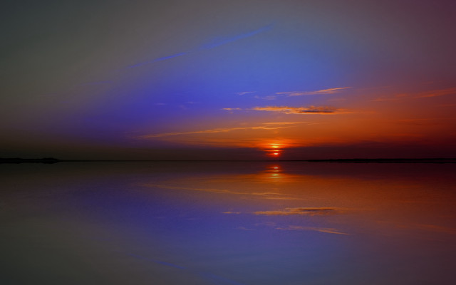 Sunset blue sky red orange free wallpaper for desktop - medium preview image