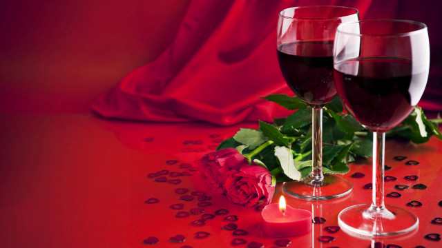 Romantic wine glass rose candle free wallpaper for desktop - medium preview image