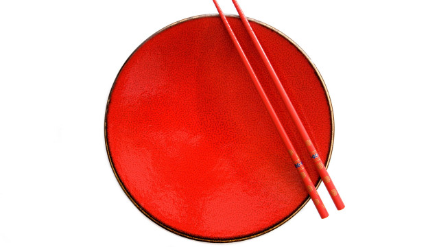 Red plate chopsticks white background free wallpaper for desktop - medium preview image