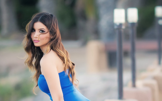 Blue dress park street light free wallpaper for desktop - medium preview image