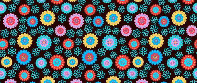 Colorful floral pattern black background free wallpaper for desktop - medium preview image