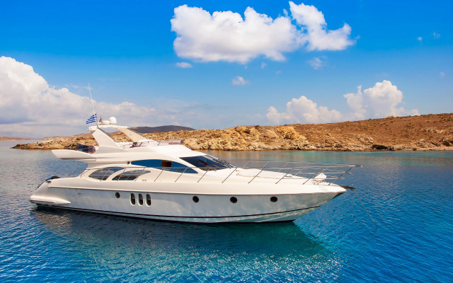 White boat ocean sky clouds free wallpaper for desktop - medium preview image
