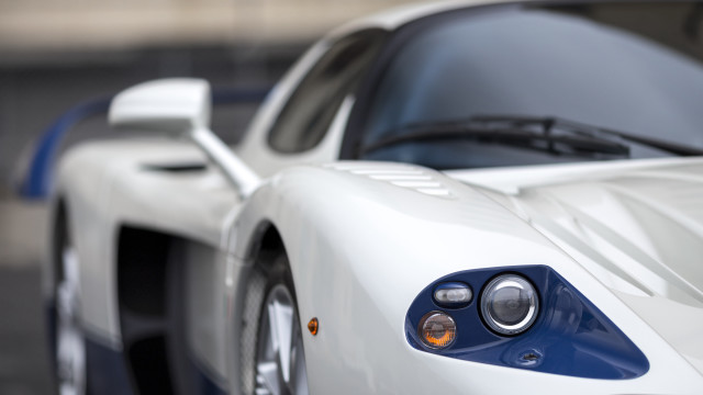 White blue sports car street free wallpaper for desktop - medium preview image