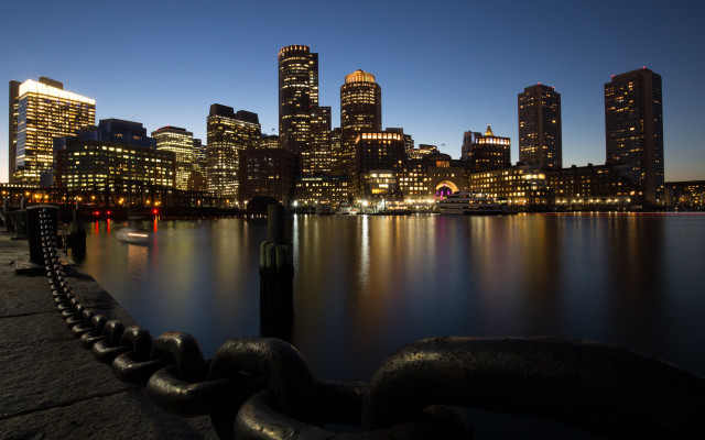 City skyline night water chain free wallpaper for desktop - medium preview image