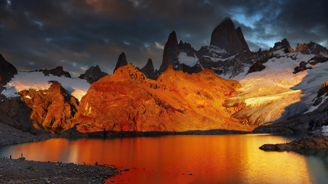 Mountain lake sunset clouds mystical free wallpaper for desktop - medium preview image