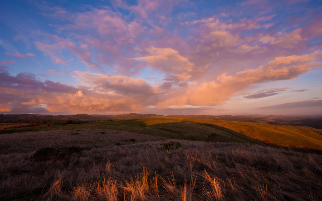 Cloudy sky hill grass dusk free wallpaper for desktop - medium preview image