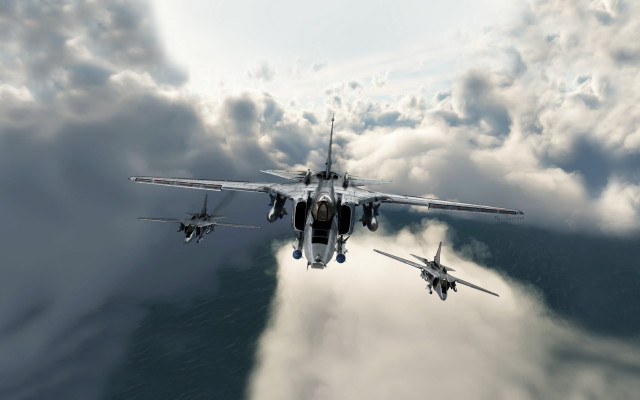 Fighter jets over ocean clouds free wallpaper for desktop - medium preview image
