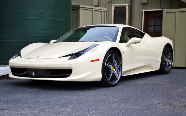 White sports car green door free wallpaper for desktop - medium preview image