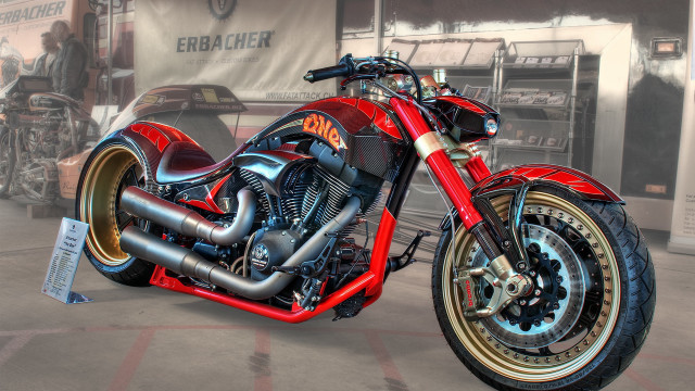 Red motorcycle building erabicher render free wallpaper for desktop - medium preview image