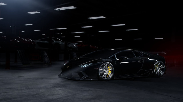 Black sports car dark garage #10 free wallpaper for desktop - medium preview image